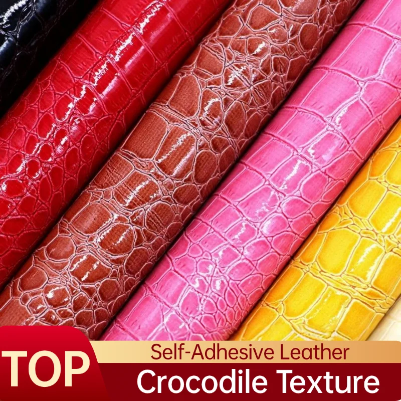 

Faux Alligator Skin Self-Adhesive Leather Repair Patch Crocodile Texture Leather Fabric for Sofa Seat Chair Furniture Renovation