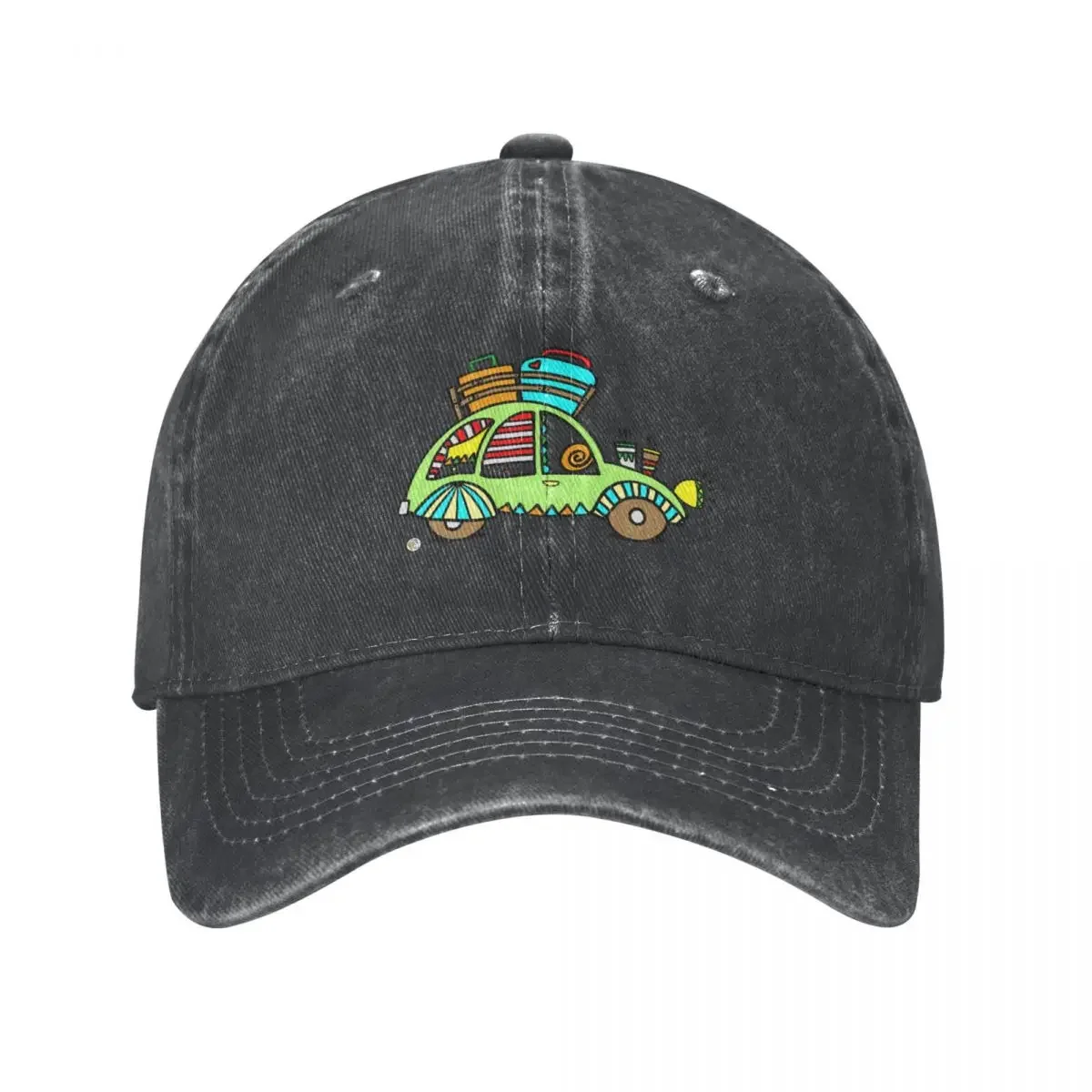 cute green 2CV car vehicle cute travel design 01 Cowboy Hat Rave Bobble Hat Baseball For Men Women's