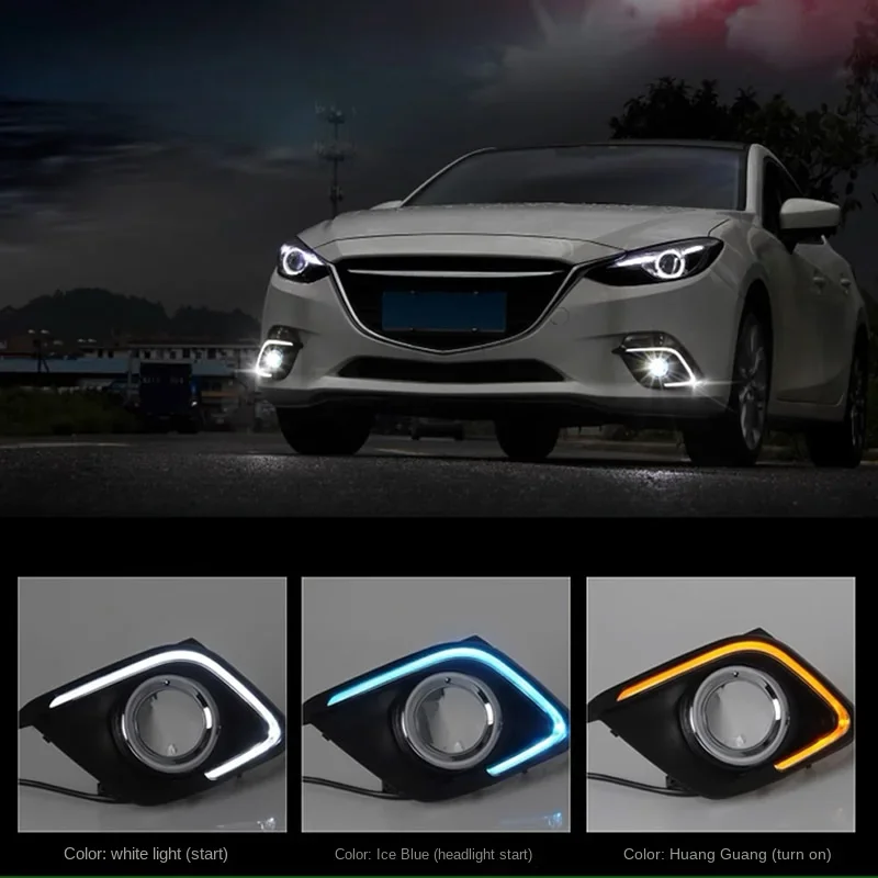 For Mazda3 Axela 2014 2015 2016 Car Accessories modified LED daytime running lights light guide turn signals fog Lamp