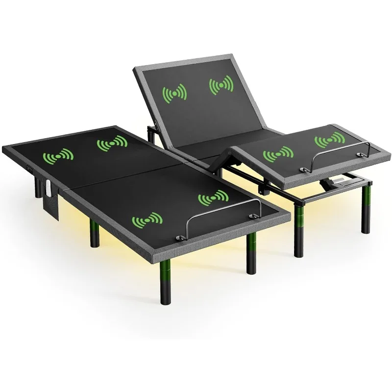 Adjustable Bed Base with Massage-APP Connects Adjustable Bed Frame with 4 Height Options, 3 Minutes Fast Assembly