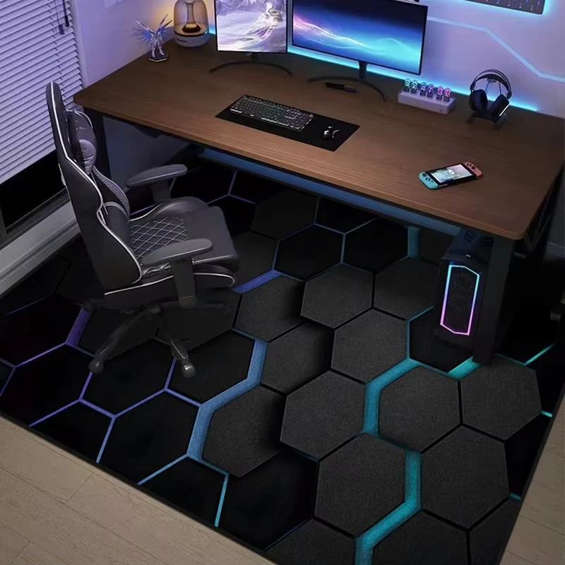 VIKAMA Trendy Study Room Gaming Room Rug Soundproof Computer Desk Mat Living Room Bedroom Swivel Chair Cushion Home Decor