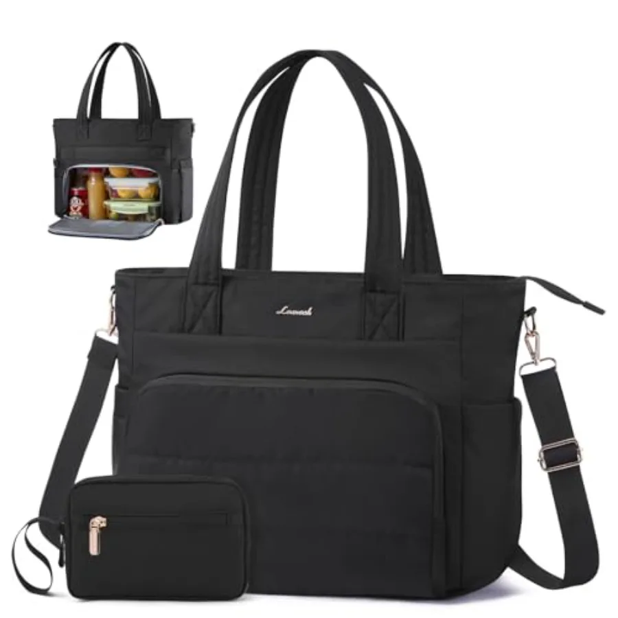 

LOVEVOOK Tote Bag for Women, Puffer Laptop Work Tote with Cup Holder, Quilted Nurse Bag for Travel, Gym, Daily Use