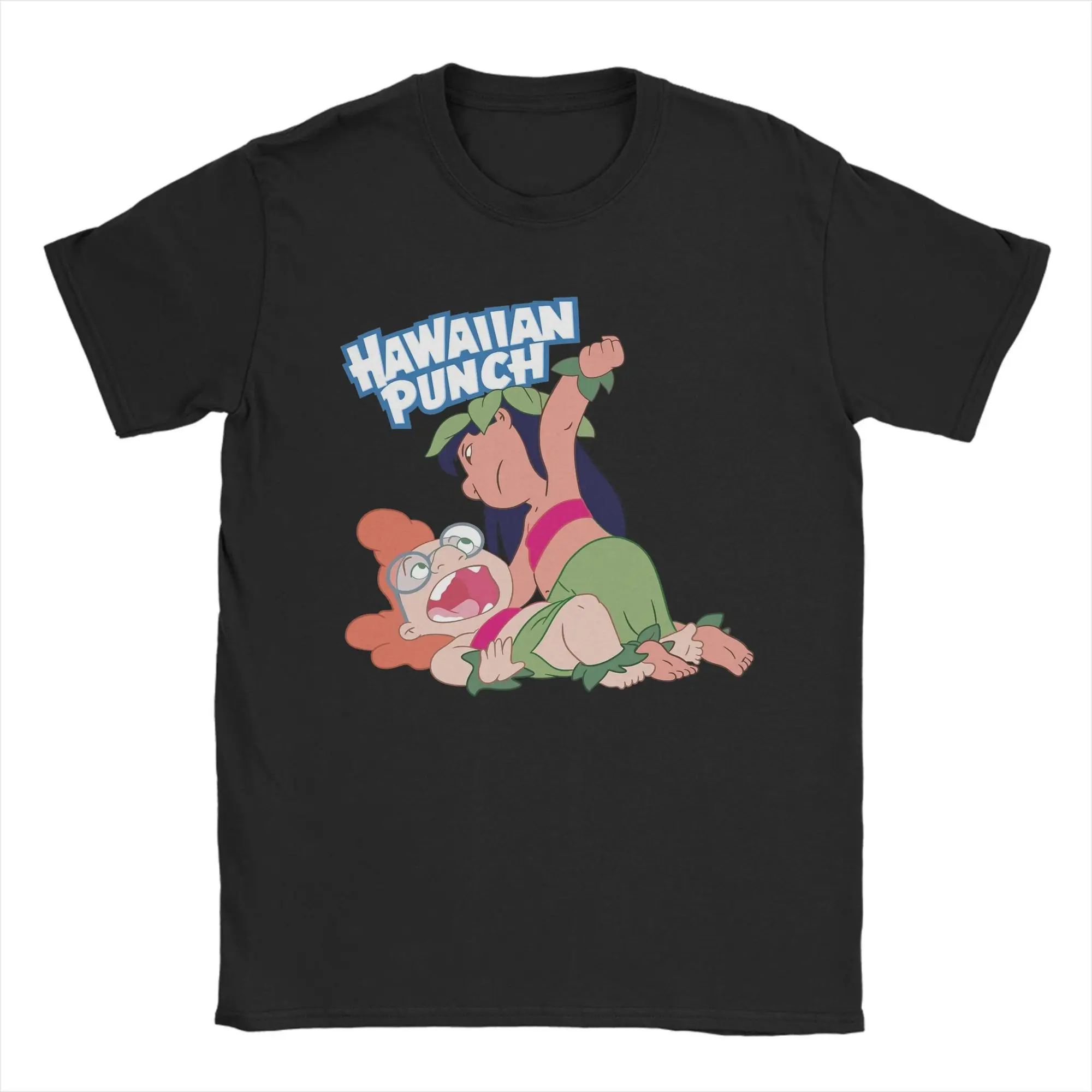 Camisetas hawaianas de Lilo y Stitch, camiseta informal de algodón 100% para hombre, camiseta de cuello redondo, ropa de manga corta 4XL 5XL 6XL