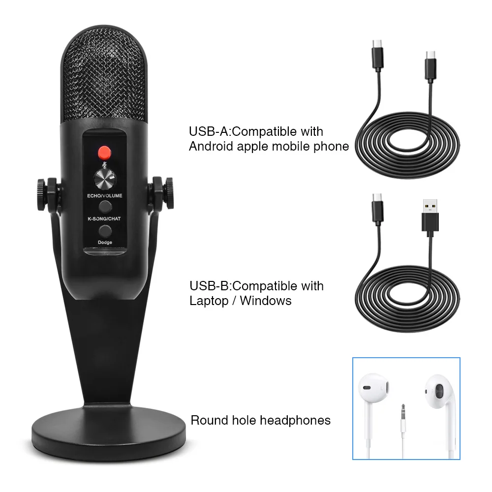 Professional USB Condenser Microphone Studio Recording Mic for PC Computer Gaming Streaming Podcasting Laptop Desktop