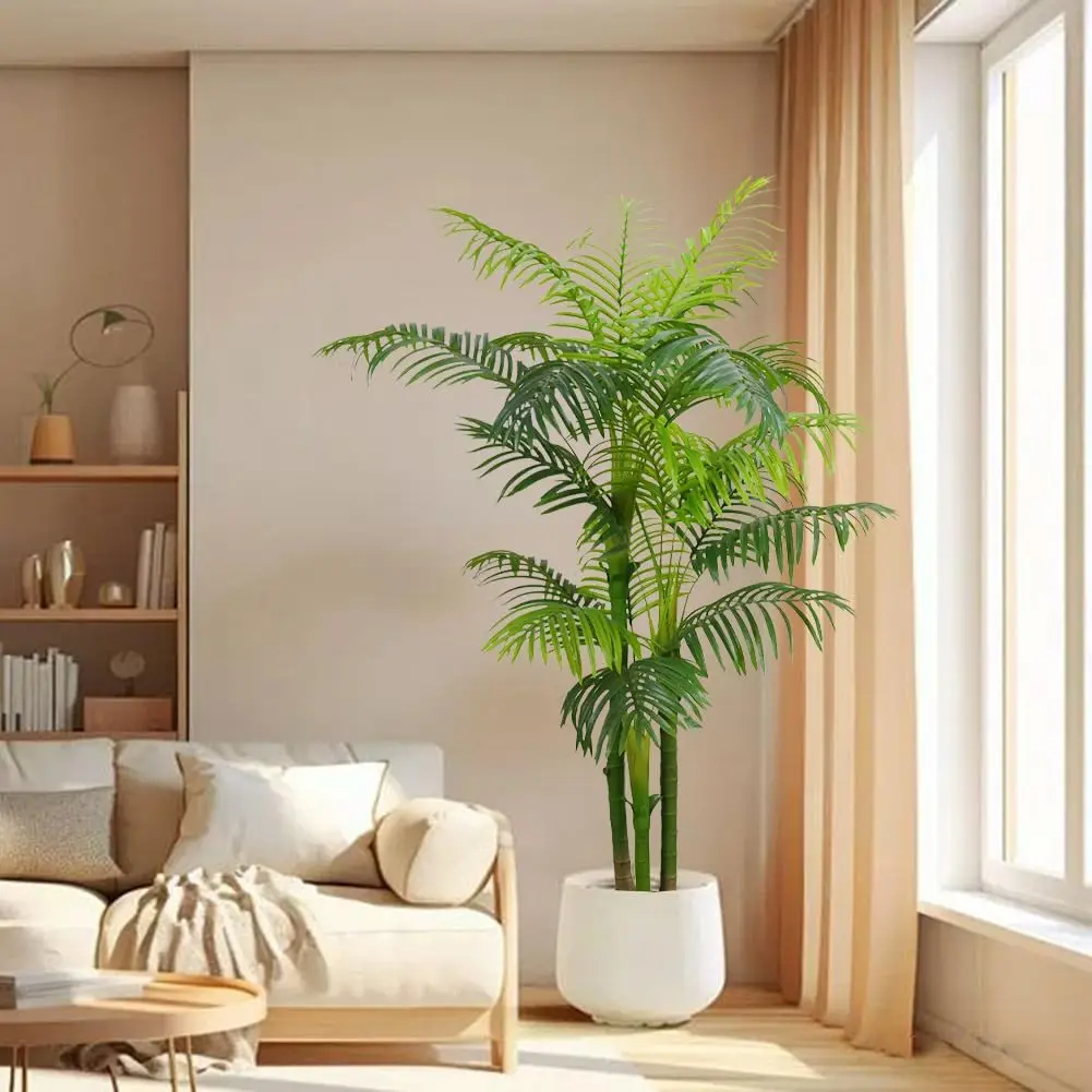 

Artificial Palm Tree 6ft Tropical Palm Faux Floor Plant with Green Leaves Palm Tree for Indoor Outdoor Living Room Patio Office