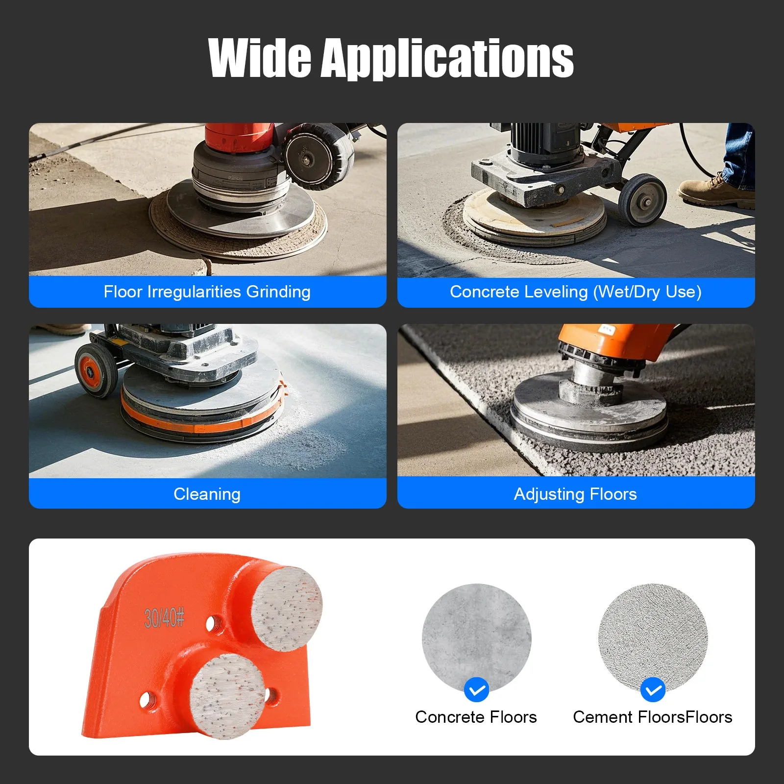 9* Tamponi abrasivi diamantati per calcestruzzo 30/40 #   Tampone per lucidatura diamantato a grana