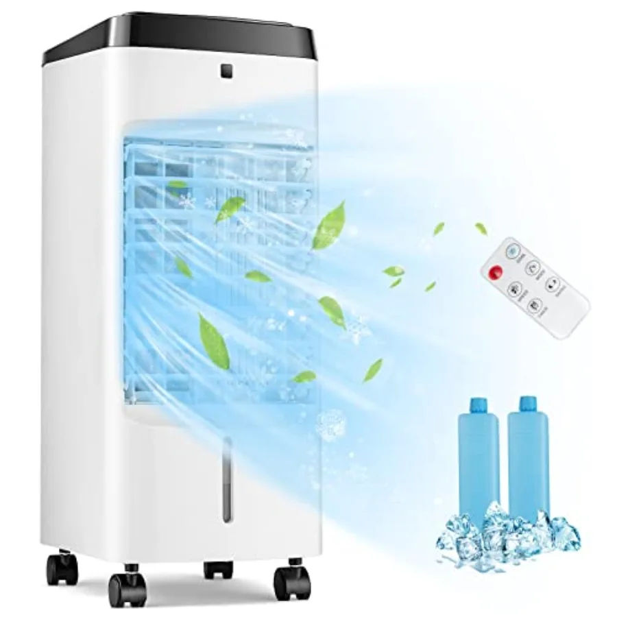 

Портативный испарительный охладитель воздуха 3-в-1 с пультом ДУ для дома и офиса, бак для воды 3,5 л, 2 пакета со льдом, 4 режима обдува, 3 скорости, таймер на 12 часов