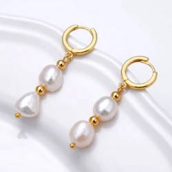2022 Natural Baroque Pearl Earrings For Women Bohemian Geometry Tassel Handmade Earrings Jewelry Girl Pearl Hoop Cute Ear Buckle
