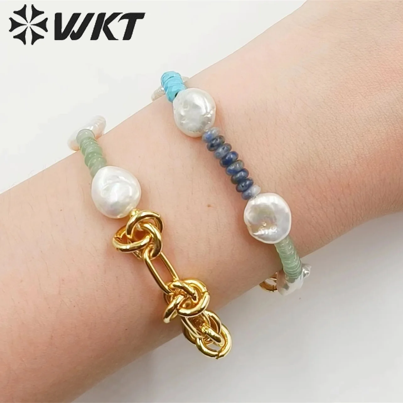 

WT-MPB096 WKT New Arrival Trendy Freshwater Pearl and Color Beads Gift Adjustable Lady Bracelet Acc