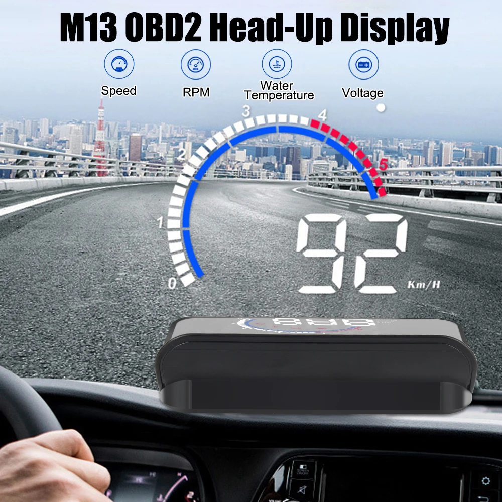 

Car Head Up Display GPS Compass Clock Speed Meter Speedometer Windshield Projector M13 HUD Universal Digital Alarm Set