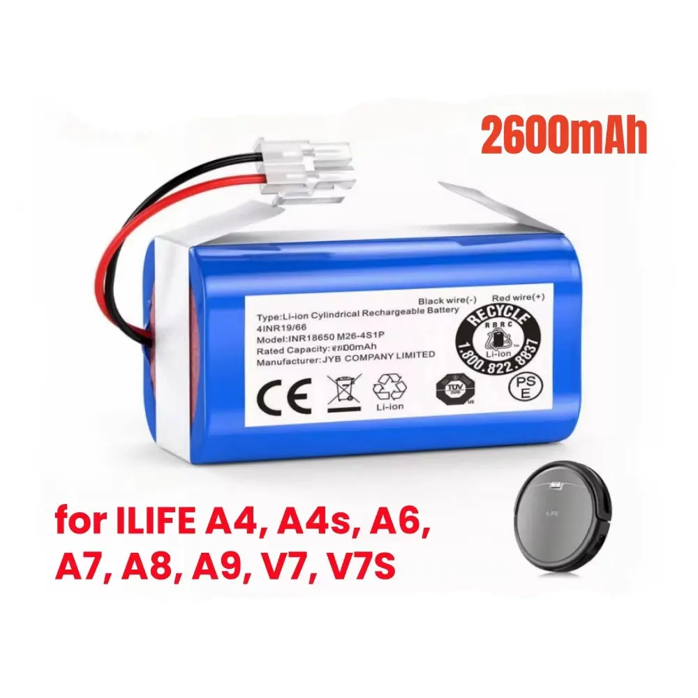 オリジナル 14.8V 2600mAh ロボット掃除機の交換 ILIFE A4、A4s、A6、A7、A8、A9、V7、V7S ロボット INR18650 M26-4S1P 電池