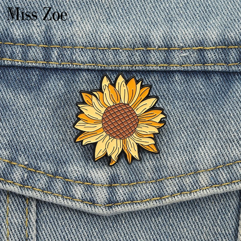 Schöne Sonnenblumen-Emaille-Anstecknadeln, individuelle positive Blumenbroschen, Anstecknadeln, Kleidung, Pflanzen, Schmuck, Geschenk für Kinder und Freunde