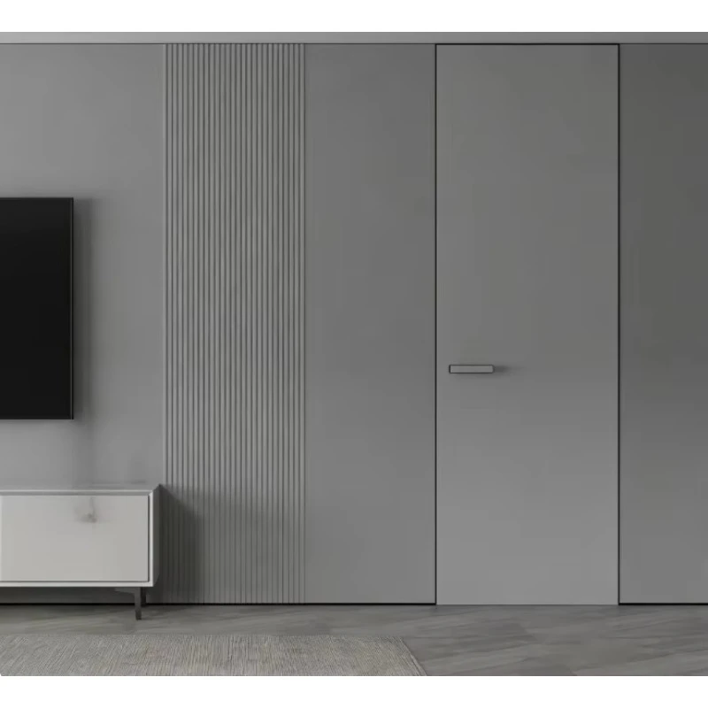Custom-designed modern security bedroom doors, interior composite wood concealed doors, suitable for home and hotel use.