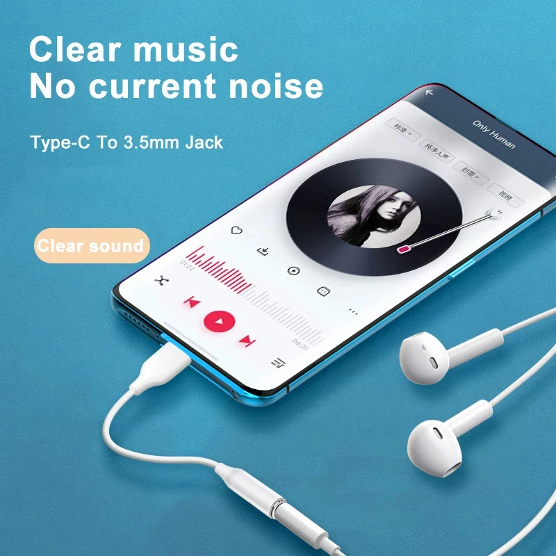 1/3/6pcs USB Type C To 3.5mm Jack Audio Cable Earphone AUX Adapter Headphones Converter For S25 S24 S23 S22 S20 Ultra S21 Plus