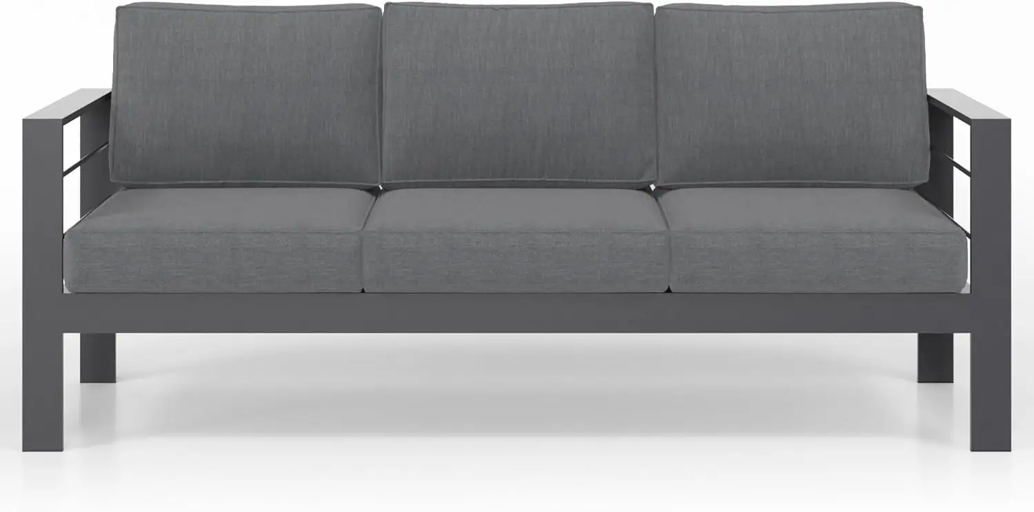 Außen couch Aluminium Terrassen möbel Sofa, 3-Sitzer Allwetter Metall Außen terrassen möbel mit Kissen für den Garten