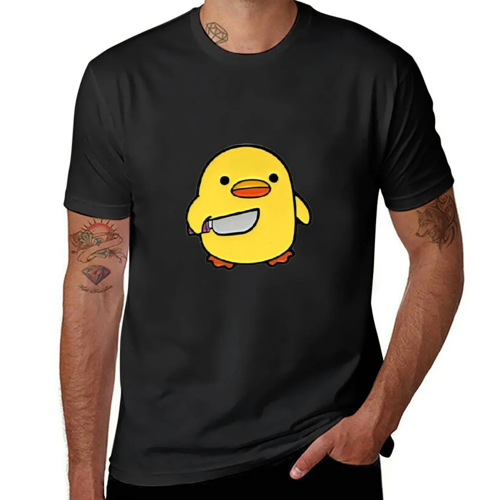 

Cute Duck With Knife Duckling Meme T-Shirt shirts graphic tees tees funny meme t-shirts funny shirt cotton men t shirts