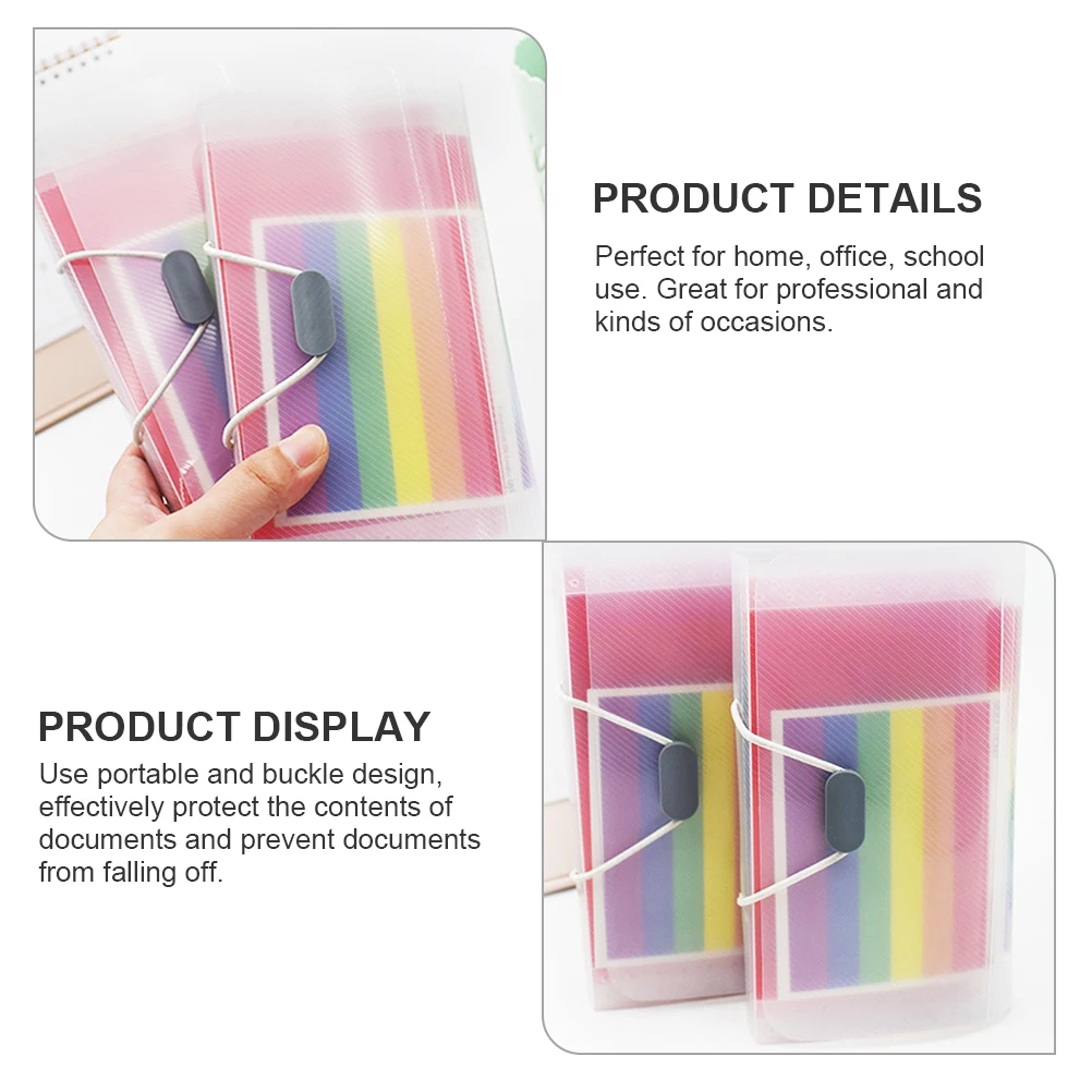 

2pcs Rainbow Plastic File Organizers 13 Pockets Portable Accordion Folder For Office Large Capacity Document Storage
