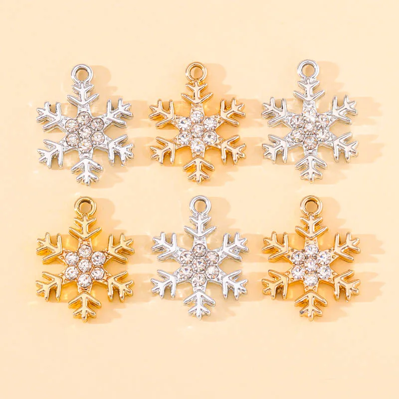 10pcs 16*22mm Charms Fashion Metal Zircon Snowflake Pendant for Jewelry Making Christmas Gift Drop Earrings Necklace Accessories