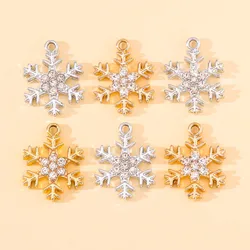 10pcs 16*22mm Charms Fashion Metal Zircon Snowflake Pendant for Jewelry Making Christmas Gift Drop Earrings Necklace Accessories