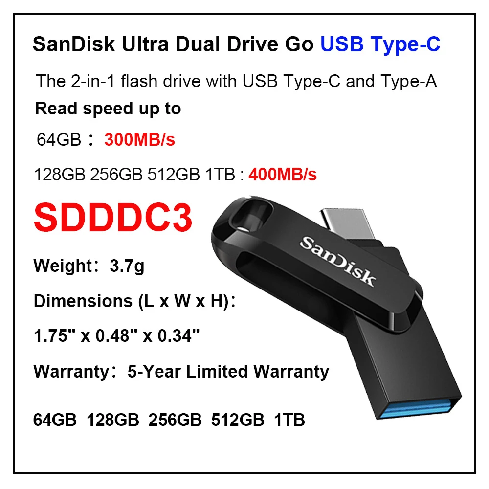 Sandisk Ultra Dual Drive Go (256 GB, USB-C) - acquista su