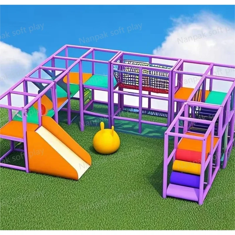 Custom Modular Indoor/Outdoor Soft Play Equipment Disassembled Kids Party Event Play Cafe Playhouse Slide for Indoor Playgrounds