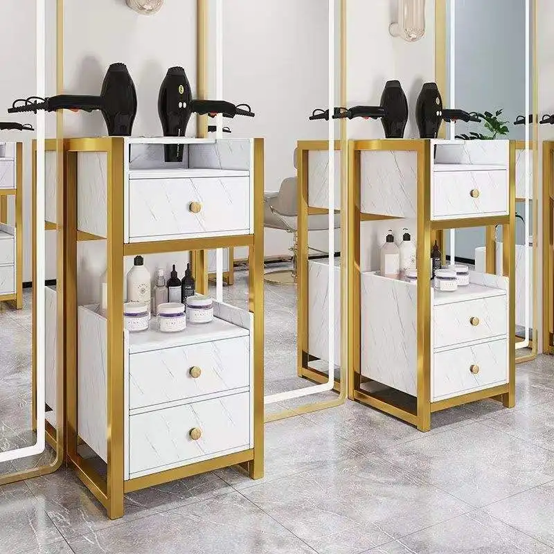 

Barber Trolley Beauty Cmetal Gold White Hairdressing Hair Salon Equipment Salon Trolley Cart