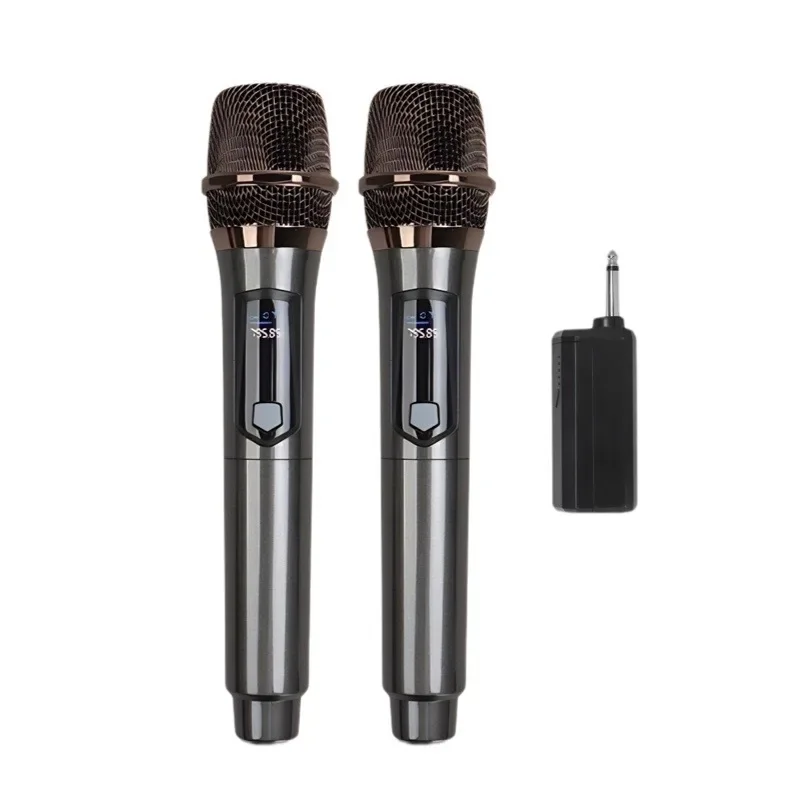 108 One to Two Professional Portable Wireless 2.4g Microphone Dynamic LED Display Noise Cancelling Outdoor Stage Singing Karaoke