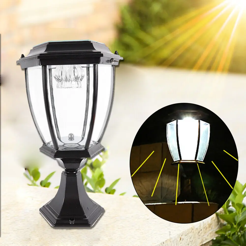 LOYALHEARTD LED Solar Power Pillar Post Lamp Outdoor Yard Lantern Landscape Light Waterproof