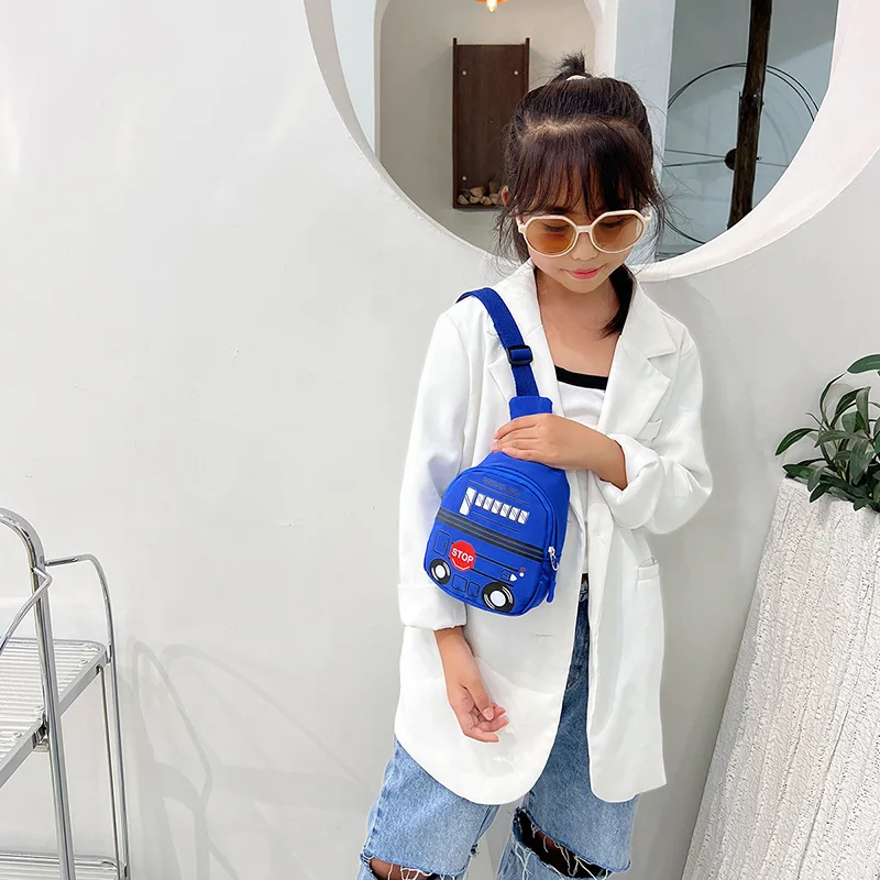 Kids Chest Bag for Girl Boy Children Bag Korean Cute Car Printed Crossbody Fashion Purse Waist Back Pack Sport Belt Shoulder Bag