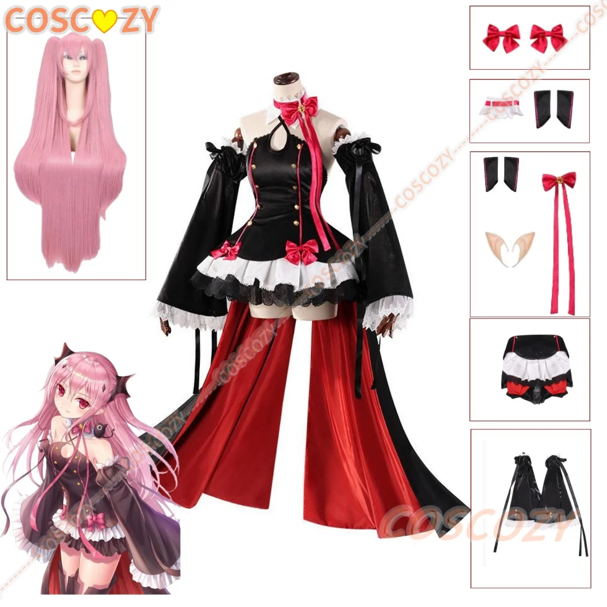 

Anime Seraph of The Ennd Krul Tepes Cosplay Costume Wig Vampire Black Red Lolita Dress Adult Woman Sexy Halloween Carnival Suit