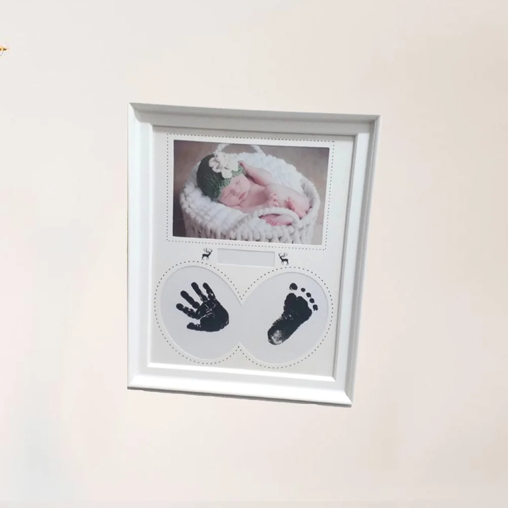 

Baby Photo Frame Classic White PVC Newborn Handprint Footprint Keepsake Perfect Baby Shower Gift Newborn Photo Frame