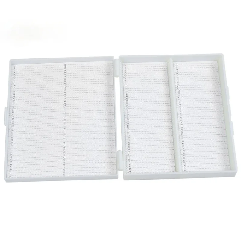 Microscope Slide Storage Box 100 Slots Plastic ABS Case for 100/50 Slides Rectangular Biology Specimen Organizer