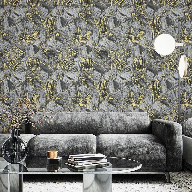Industrial Vintage Gilded Distressed Wallpaper for Living Room Hotel Restaurant TV Background Wall High End PVC Waterproof