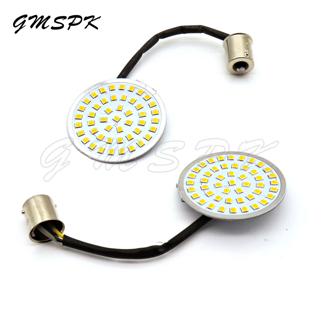 Motorcycle Yellow 1156 LED Rear BulletTurn Signal Inserts Light with Lens For Harley Road King Ultra Glide Road Glide