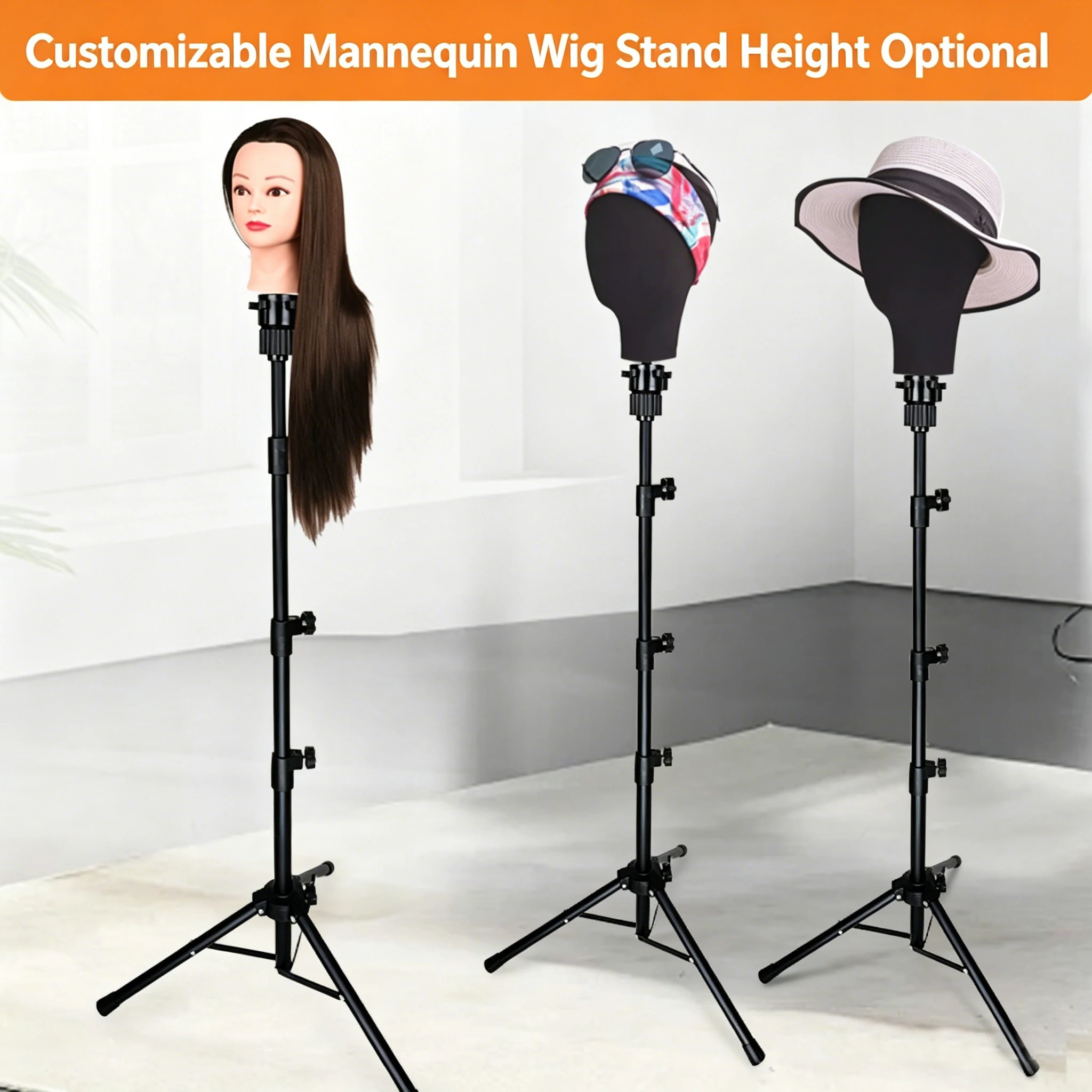 

Head mold bracket Floor tripod Hair salon Hair wig design Practice special bracket Adjustable height Mannequin head frame