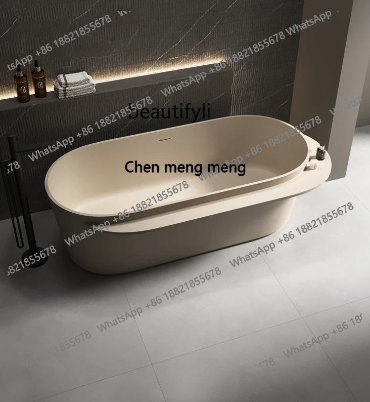 

Creative Milk Brown Independent Artificial Stone Bathtub Hotel Homestay Couple Double Large Capacity Bathtub