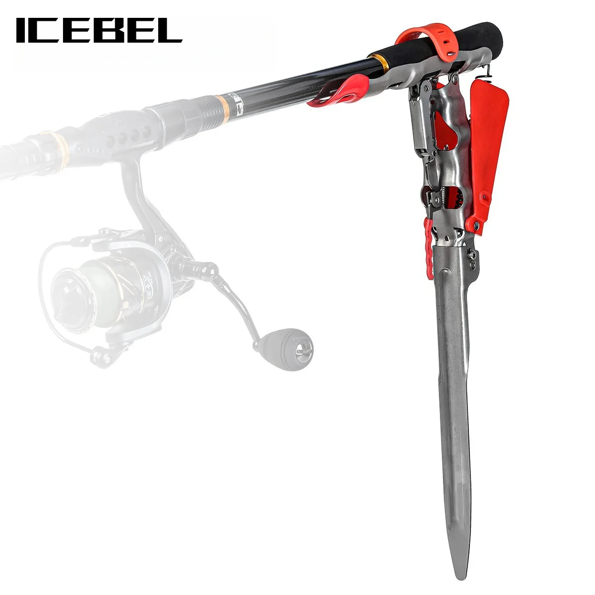 

ICEBEL Auto-Trigger Folding Surf Rod Holder, Stainless Steel Spring-Loaded Stand for Saltwater Beach/Pier Fishing
