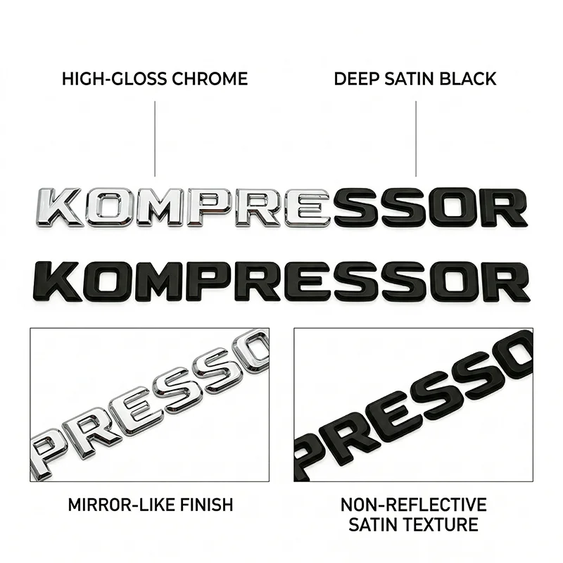 3D ABS Car Logo KOMPRESSOR Emblem Badge for Mercedes W203 W204 W211 W210 C SLK Class Letters Sticker Accessories view 4
