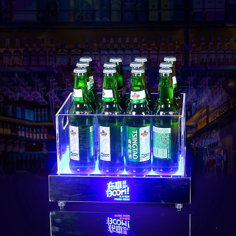 

LED Beer Ice Bucket, Acrylic Champagne Wine Bucket， Portable Party Drink Container with Handle for KTV Bar Home Party Supplies
