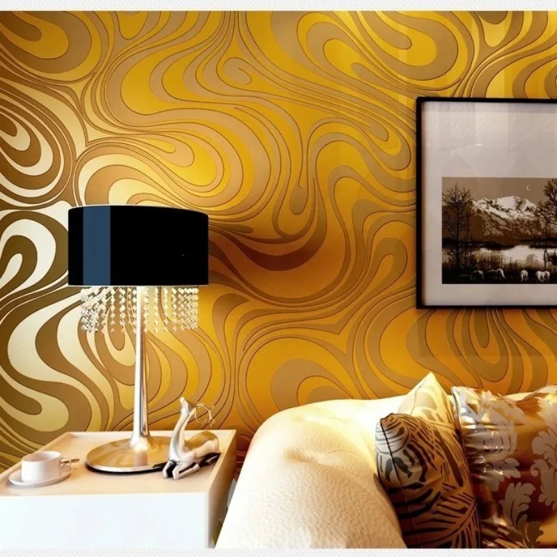European Style Wave Pattern Non-woven Wallpaper for Living Room,Bedroom Background Wall,imitation Deer Skin Velvet Wallpaper
