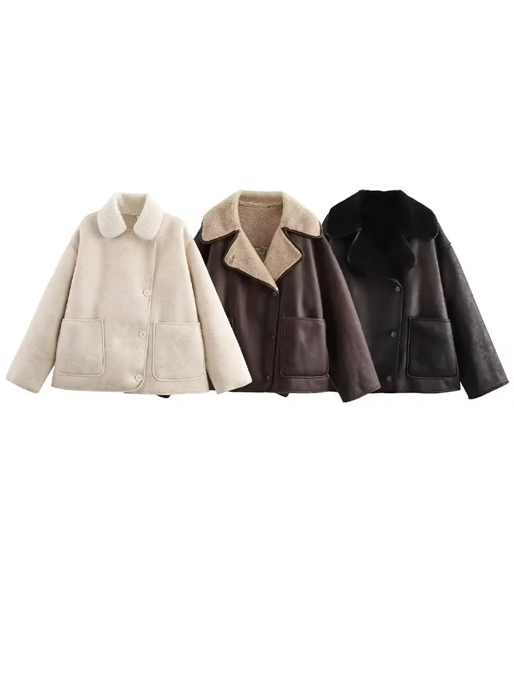 

HH 2025 Fashion Woman Long-Sleeved Lapel Street Style Elegant Coat Women Asymmetric Single-Breasted Pocket Design Winter Jacket