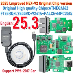  High Quality VCDS VAGCOM 2025 Original Chip Improved HEX V2 24.7 Scanner Diagnostic Tool VAG COM HEXV2 for Audi SKODA VW  HEX-