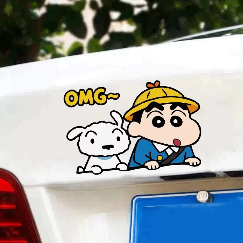 Niedliche Crayon Shin-chan Autoaufkleber Anime-Zubehör Kreatives Design Kofferraum-Kratzerabdeckung Nahtlose Dekorative Aufkleber – Detail 11