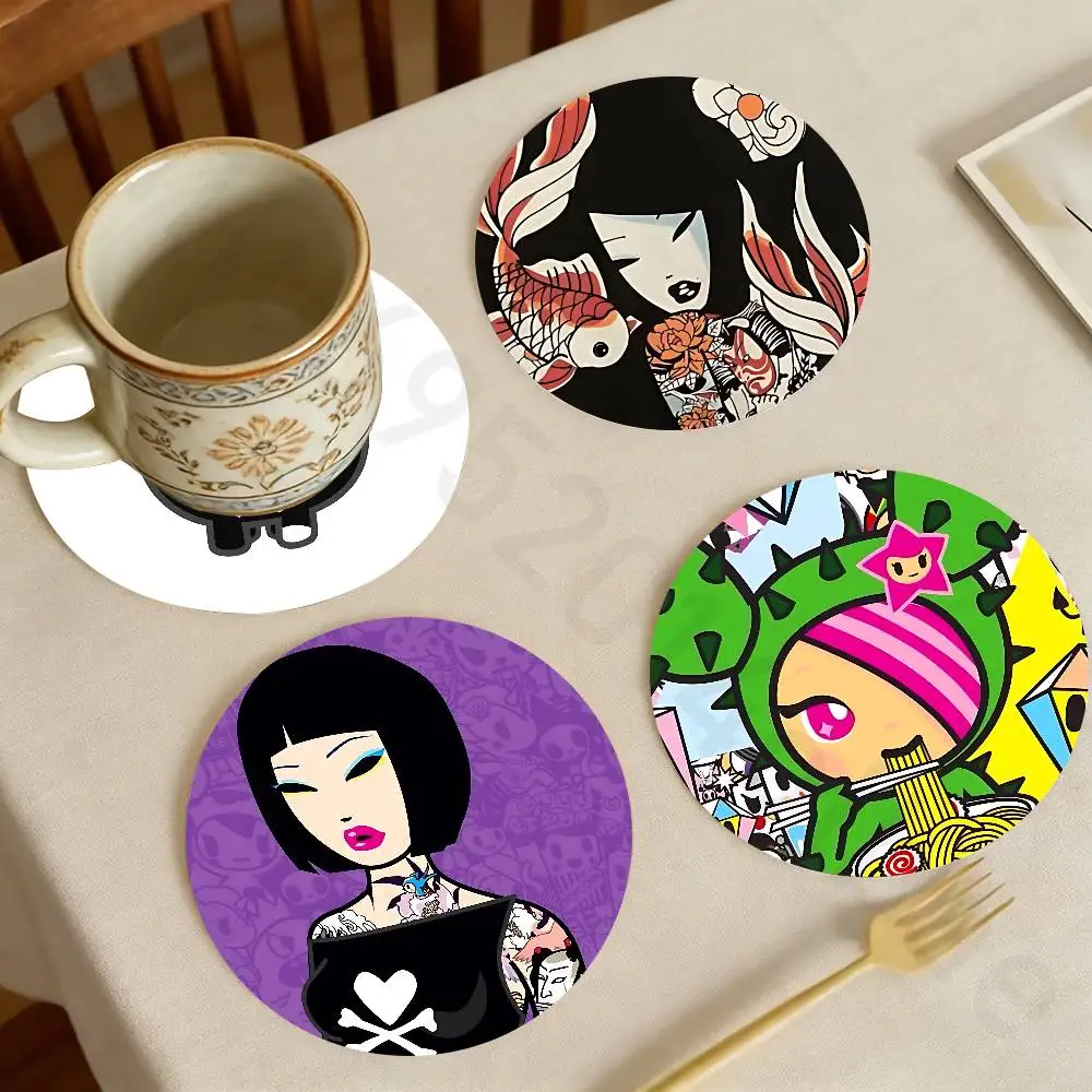 

T-TokidokiS Wooden Coaster Set Coffee Teacup Decoration Coffee Shop Beverage Shop Family Restaurant