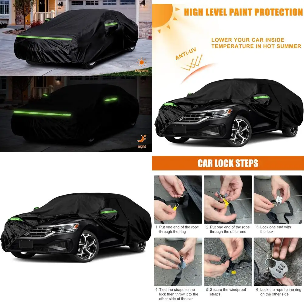 

Всепогодный чехол для автомобиля на заказ, 6 слоев, с молнией на двери и ветрозащитными ремнями, защита от снега, дождя, пыли, града