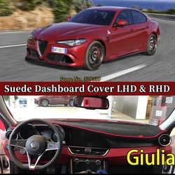 Car Suede Dashmat Automobile Dashboard Cover Dash Mat Anti-UV Accessories For Alfa Romeo Giulia 952 2017 - 2022 2019 2020 2021