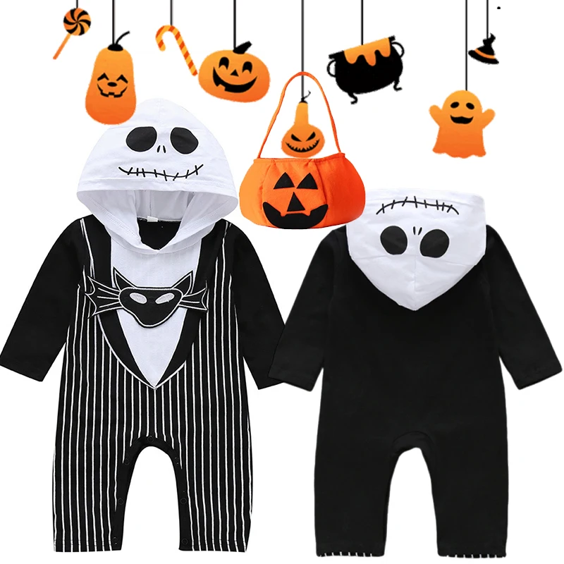 

Джек косплей комбинезоны для новорожденных мальчиков костюм «Кошмар перед Рождеством» фэнтезийные детские комбинезоны для малышей одежда на Хэллоуин От 0 до 24 месяцев