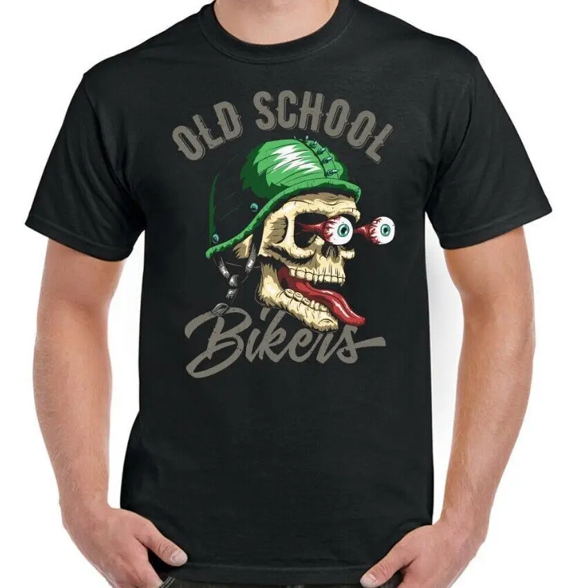 

Old School Bikers Mens Funny Motorbike T-Shirt Motorcycle Top Cafe Racer Chopper