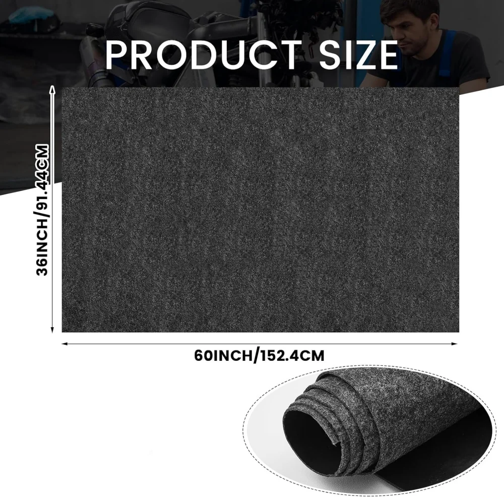 2 Pcs Car Oil Spill Mat 60*36In Garage Floor Mat Under Car Driveway Mats Oil Leaks Pad Mat Under Car Backing Absorbent Pad Black