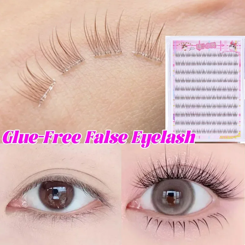 Natural Fish Tail Cluster False Eyelash 8-10mm Mink Volume No Need Glue Faux Eyelashes Extension Individual Lashes Eyes Makeup =